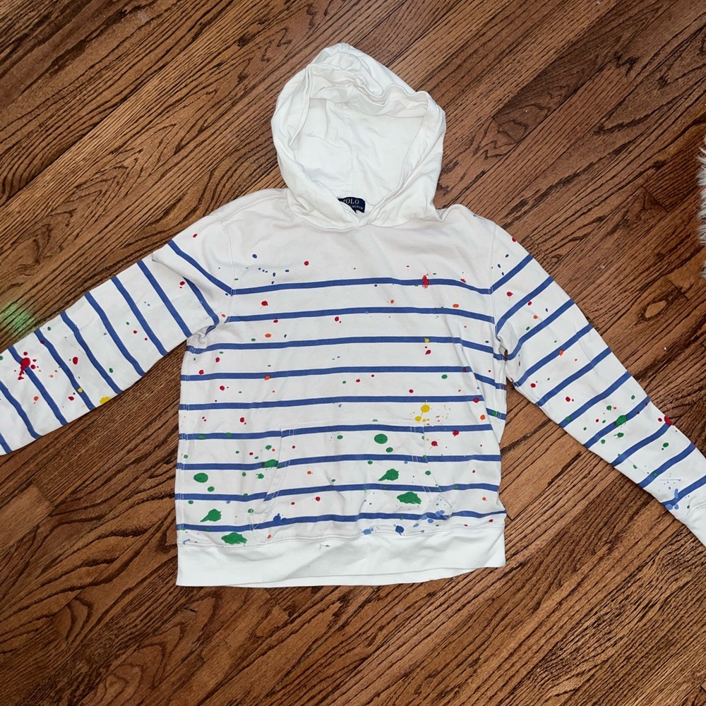 Ralph Lauren polo hoodie, splatter, colorway, boys, XL